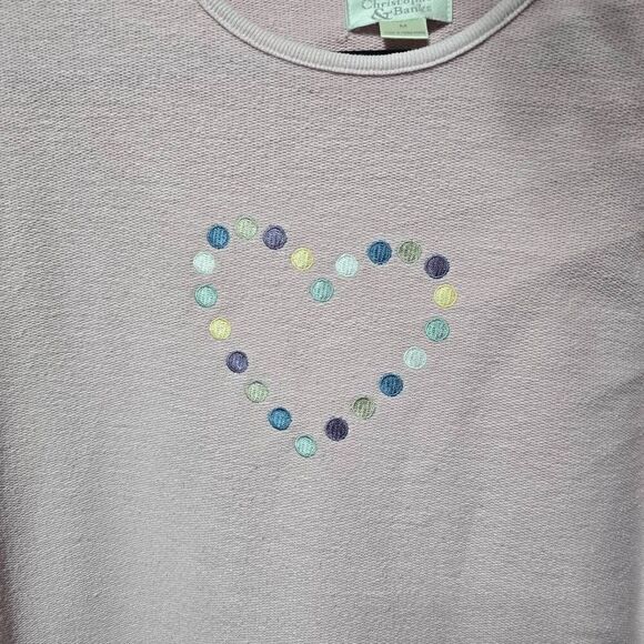 Christopher & Banks Vintage Y2K Pink Heart Embroidered Dot Knit Sweater - Picture 2 of 6